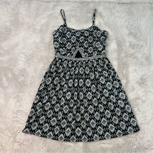 Band of Gypsies Summer Sun Dress Black White Boho Aztec Size Medium Smocked